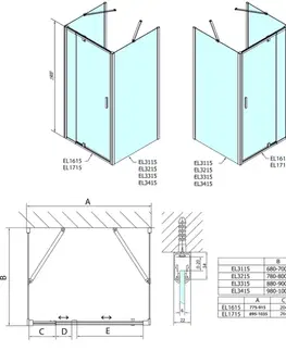 Sprchovacie kúty POLYSAN - EASY sprchový kout tri steny 900-1000x1000, pivot dvere L/P varianta, číre sklo EL1715EL3415EL3415