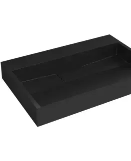 Umývadlá CERANO - Umývadlo z liateho mramoru Vita - nástenné aj na dosku - čierna matná - 70x46 CER-479866