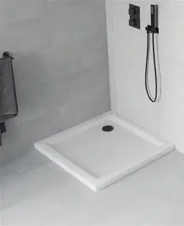 Vane MEXEN/S - Flat sprchová vanička štvorcová slim 100 x 100, biela + čierny sifón 40101010B
