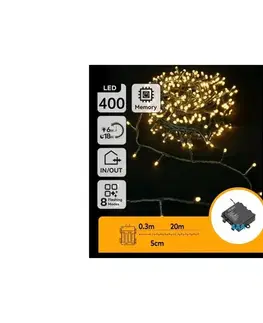 LED osvetlenie  B.V.  - LED vonkajší vianočný svetelný reťazec 400xLED/8 režimov 4xAA 20,3 m teplá biela B10303KW7