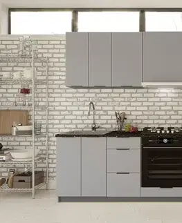 Kuchynské linky DAISY K 240 jednoduchá kuchynská linka 240 cm, grafit/sivá
