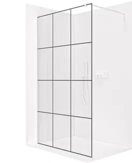 Sprchové dvere CERANO - Sprchová zástena Walk-in Onyx Round Ľ/P - 8 mm - guľatá vzpera - biela matná, industriálne sklo - 110x200 CER-8050BD238