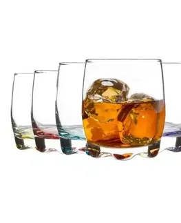 Poháre Kinekus Pohár na whisky 290 ml ADORA sklo, farebné dno 6 ks sada