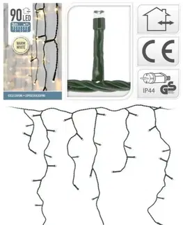 Vianočné osvetlenie Kinekus Svetlo vianočné cencúle 90LED, teplé biele, dĺžka 3m, vonkajšie/vnútorné