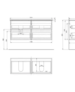 Umývadlá AQUALINE - PANEDA STRIP umývadlová skrinka 119x55x45,2cm, dub emporio PN312