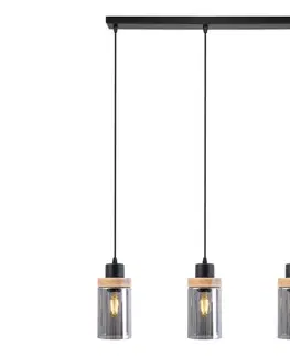 Svietidlá  Luster na lanku WOODNEST 3xE27/15W/230V borovica/dymovo čierna W-L 1015/3 BK+SM