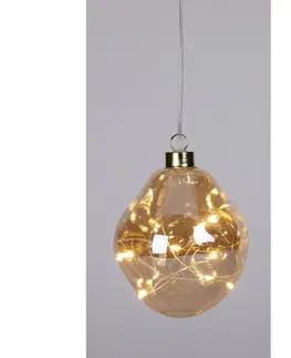 Vianočné dekorácie Vianočná LED ozdoba Organic ball zlatá, 10 cm