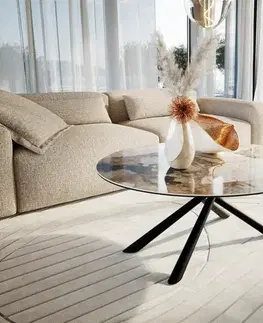 Konferenčné stolíky DELIFE Konferenčný stolík Edge okrúhly 100×100 cm keramika Patagonia leštený Sarity kov čierna