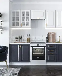 Modulový kuchynský nábytok Kuchynská linka Viktoria 240 ZB biela/námornícka modrá