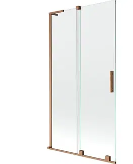 Sprchové dvere MEXEN/S - Velar L dvojkrídlová posuvná vaňová zástena 100 x 150, transparent, meď kartáčovaná 896-100-003-01-65