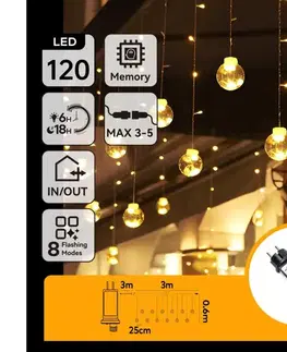 LED osvetlenie  B.V.  - LED vonkajší vianočný reťaz 120xLED/6W/230V/8 funkcií 3x0,6m IP44 teplá biela+DO B10303S71
