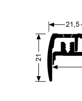 Schodové lišty a profily Schodový profil 21,5 x 21 mm pre krytiny do 9 mm (narážacie / skrutkovacie) Im. nerezu kart. F2G