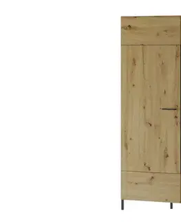 Šatníkové skrine LOVENA 70 šatníková skriňa, dub artisan/čierna