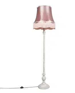 Stojace lampy Retro stojacia lampa sivá s ružovým tienidlom Granny - Classico