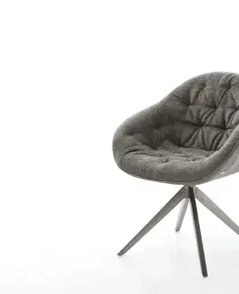Jedálenské stoličky DELIFE Jedálenská stolička Gaio-Flex bouclé mäkký tmavobéžová krížová podstava široká grafitová 360° otočná s hojdacou funkciou