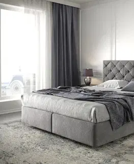 Postele Boxspring DELIFE Boxspring posteľ Dream-Great 160x200 cm mikrovlákno taupe s matracom a topperom