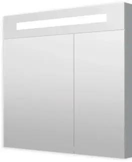 Kúpeľňové zrkadlá Naturel - Zrkadlová skriňa 80 cm s LED osvetlením, 2 dvere, zásvuka + vypínač, IP44 GALZS80LED GALZS80LED