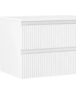 Kúpeľňový nábytok MEXEN/S - Rivel kúpeľňová skrinka pod umývadlo 70 cm s doskou, 2 zásuvky, reliéf, biela mat 91A20-07047-2-BFFC01