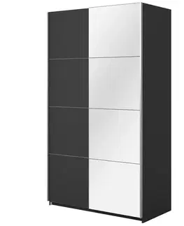 Šatníkové skrine Skriňa 120cm Beta 54  Čierna/Zrkadla