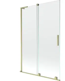 Sprchové dvere MEXEN/S - Velar L dvojkrídlová posuvná vaňová zástena 120 x 150, transparent, zlatá kartáčovaná 896-120-003-01-55