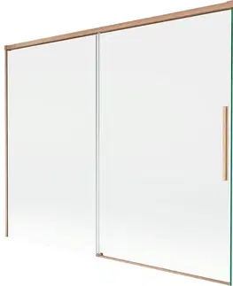 Sprchové dvere MEXEN/S - Rox vaňová zástena 2-krídlová posuvná 190 + 90 x 150, transparent, měď kartáčovaná 8C9-190-090-65-00
