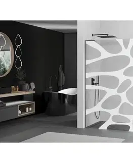 Sprchové dvere MEXEN/S - Kioto L Sprchová zástena WALK-IN 70 x 200, biely vzor, grafit kartáčovaná 800-070-103-66-97