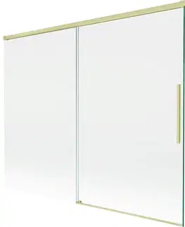 Sprchové dvere MEXEN/S - Rox L vaňová zástena 2-krídlová posuvná 190 + 90 x 150, transparent, zlatá kartáčovaná 8C9L-190-090-55-00