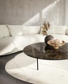 Konferenčné stolíky DELIFE Konferenčný stolík Edge okrúhly 100x100 cm keramika Laminam® Emperador Extra Lucidato tmavohnedá Trive kov čierna