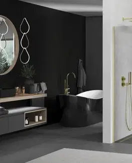 Sprchové dvere MEXEN/S - Kioto Sprchová zástena WALK-IN 85 x 200, transparent 8 mm, zlatá kartáčovaná 800-085-101-55-00