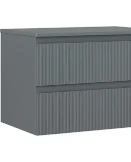 Kúpeľňový nábytok MEXEN/S - Rivel kúpeľňová skrinka pod umývadlo 70 cm s doskou, 2 zásuvky, reliéf, grafit mat 91A20-07047-2-BFFC66