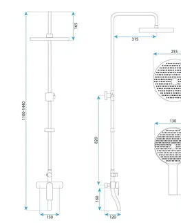 Kúpeľňové batérie REA REA - Sprchový set s batériou 150mm BLOOM zlatá/biela REA-P9529