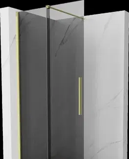 Sprchové dvere MEXEN/S - Velar Sprchová zástena posuvná Walk-in 75 x 200, grafit 8 mm, zlato kefovaná 871-075-000-43-55