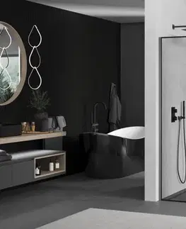 Sprchové dvere MEXEN/S - Kyoto Sprchová zástena WALK-IN 60 x 200, čierny vzor 8 mm, grafit metal 800-060-101-95-70