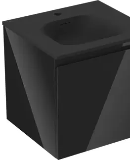 Kúpeľňový nábytok MEXEN/S - Orio kúpeľňová skrinka 50 cm s umývadlom Vela, 1 šuplík, čierna lesk/čierna mat 91A10-05047-1-BF70-W23M71