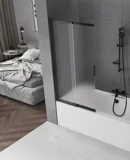 Sprchové dvere MEXEN - Fox 2-krídla posuvná vaňová zástena 85 x 150, dekor, čierna 891-085-002-70-30