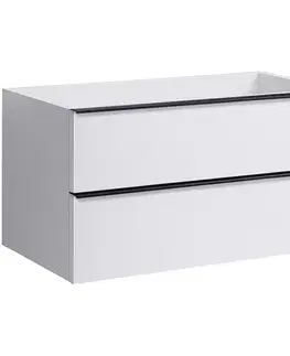 Kúpeľňový nábytok CERANO - Kúpeľňová skrinka pod umývadlo s úchytkou Velora - biela matná, čierna úchytka - 79x53x46,5 CER-664903