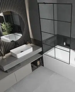 Sprchové dvere MEXEN/S - Cube obdĺžniková vaňa 180 x 80 cm s panelom + vaňová zástena 100, čierna vzor 550518080X9510007077