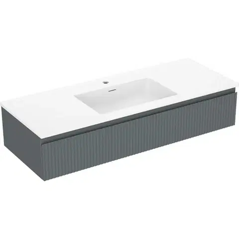 Kúpeľňový nábytok MEXEN/S - Rivel kúpeľňová skrinka 120 cm s umývadlom Otis, 1 šuplík, reliéf, grafit mat/biela mat - 91A20-12023-1-BF66-W18M0 91A20-12023-1-BF66-W18M01