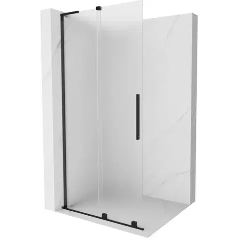 Sprchové dvere MEXEN/S - Velar L Sprchová zástena posuvná Walk-in 110 x 200, dekor 8 mm, čierna 871-110-003-33-70