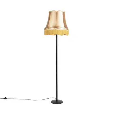 Stojace lampy Retro stojaca lampa čierna s tienidlom v štýle babičky zlatá 45 cm - Simplo