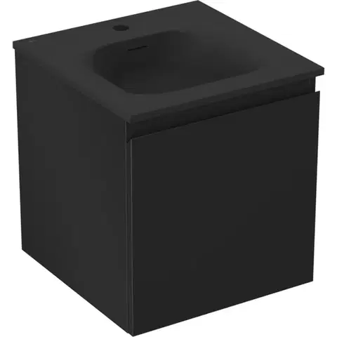 Kúpeľňový nábytok MEXEN/S - Orio kúpeľňová skrinka 45 cm s umývadlom Vela, 1 šuplík, čierna mat 91A10-04547-1-BF71-W23M71