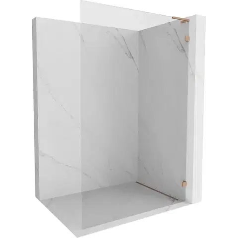 Sprchové dvere MEXEN/S - Lunar L Sprchová zástena WALK-IN pravá 100 x 200, transparent 8 mm, meď kartáčovaná 830L-100-000-65-00-P