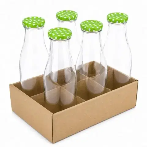 Shakery Kinekus Fľaša na mlieko TO48, sklenená, 1L, bodky viečko