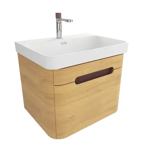 Kúpeľňový nábytok Kúpeľňová skrinka s umývadlom SAT Fusion 57,5x43x45 cm dub medový mat SATFUSION60DMMWBA SATFUSION60DMMWBA