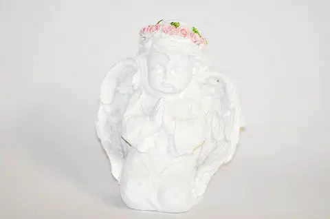 Sošky, figurky - anjeli MAKRO - Anjel biely klačiaci 10cm
