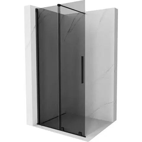 Sprchové dvere MEXEN/S - Velar Sprchová zástena posuvná Walk-in 75 x 200, grafit 8 mm, čierna 871-075-000-43-70