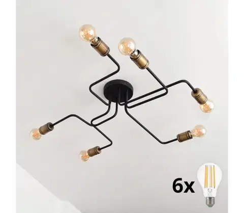 Svietidlá  LED Prisadený luster TUBE 6xE27/15W/230V P-1924/6 BK+AB