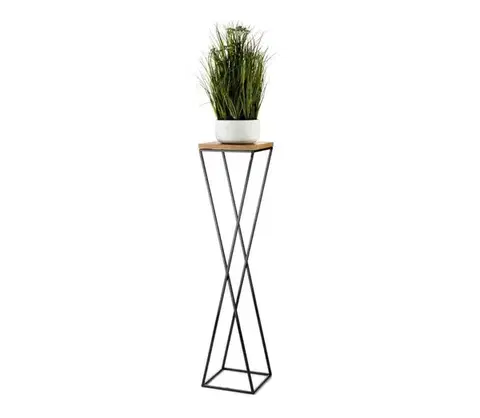 Stojany na kvetiny HowHomely Stojan na kvety LOFT 100x24 cm čierna/hnedá 10-1630-100-MDF
