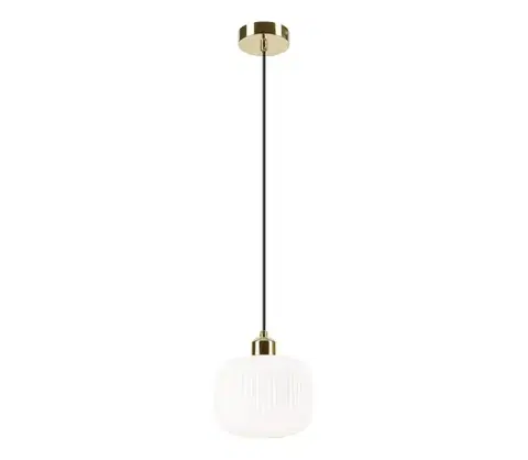 Svietidlá  Luster na lanku HARMA 1xE27/15W/230V pr. 20 cm biela/zlatá LM - 1.257 / B