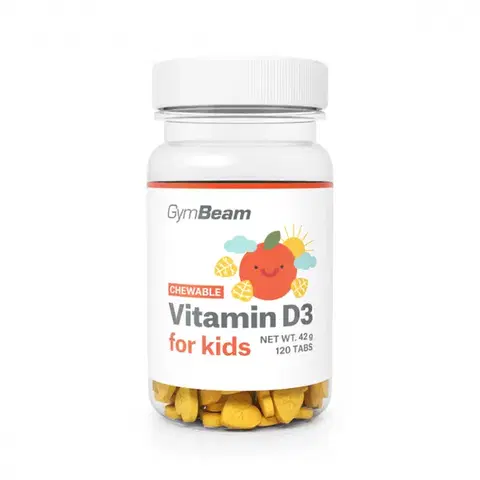 Vitamín D GymBeam Vitamín D3, tablety na cmúľanie pre deti 400 IU pomaranč